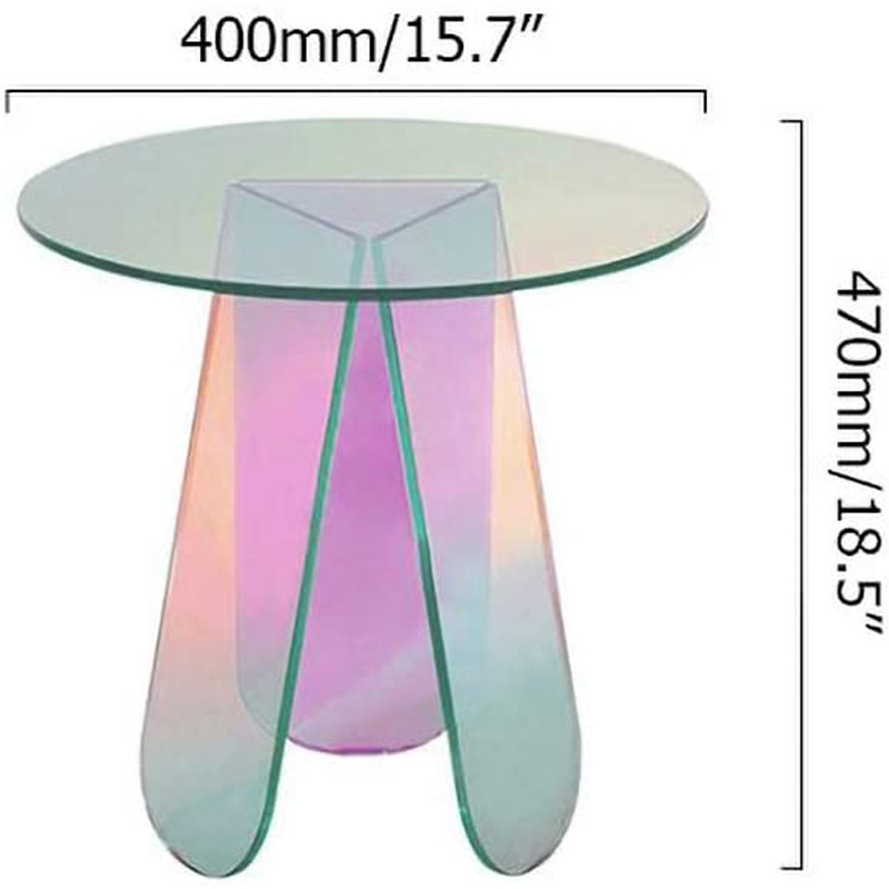 Acrylic End Table Clear Round Side Table Modern Accent Table Iridescent