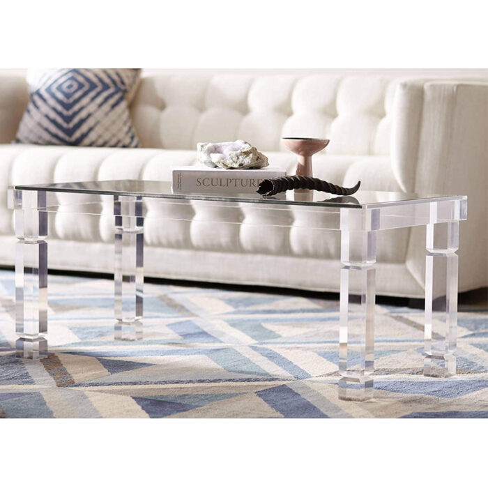 42" Wide Clear Acrylic Rectangular Coffee Table