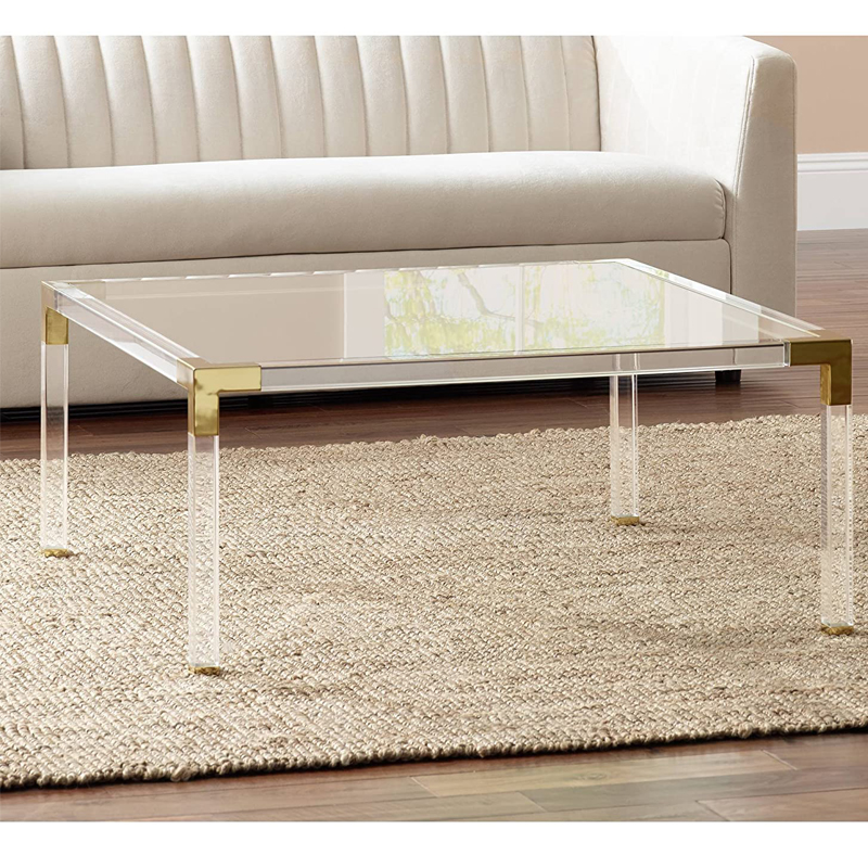 40" Square Clear Acrylic Modern Coffee Table